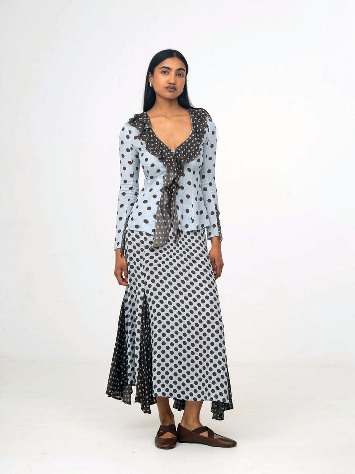 THE BLUE X BROWN POLKA DOT SKIRT  - VIA CARMEN SAYS | Only €78 | NOW AVAILABLE TO SHOP at IAMINHATELOVE 