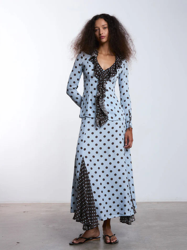 THE BLUE X BROWN POLKA DOT SKIRT  - VIA CARMEN SAYS | Only €78 | NOW AVAILABLE TO SHOP at IAMINHATELOVE 