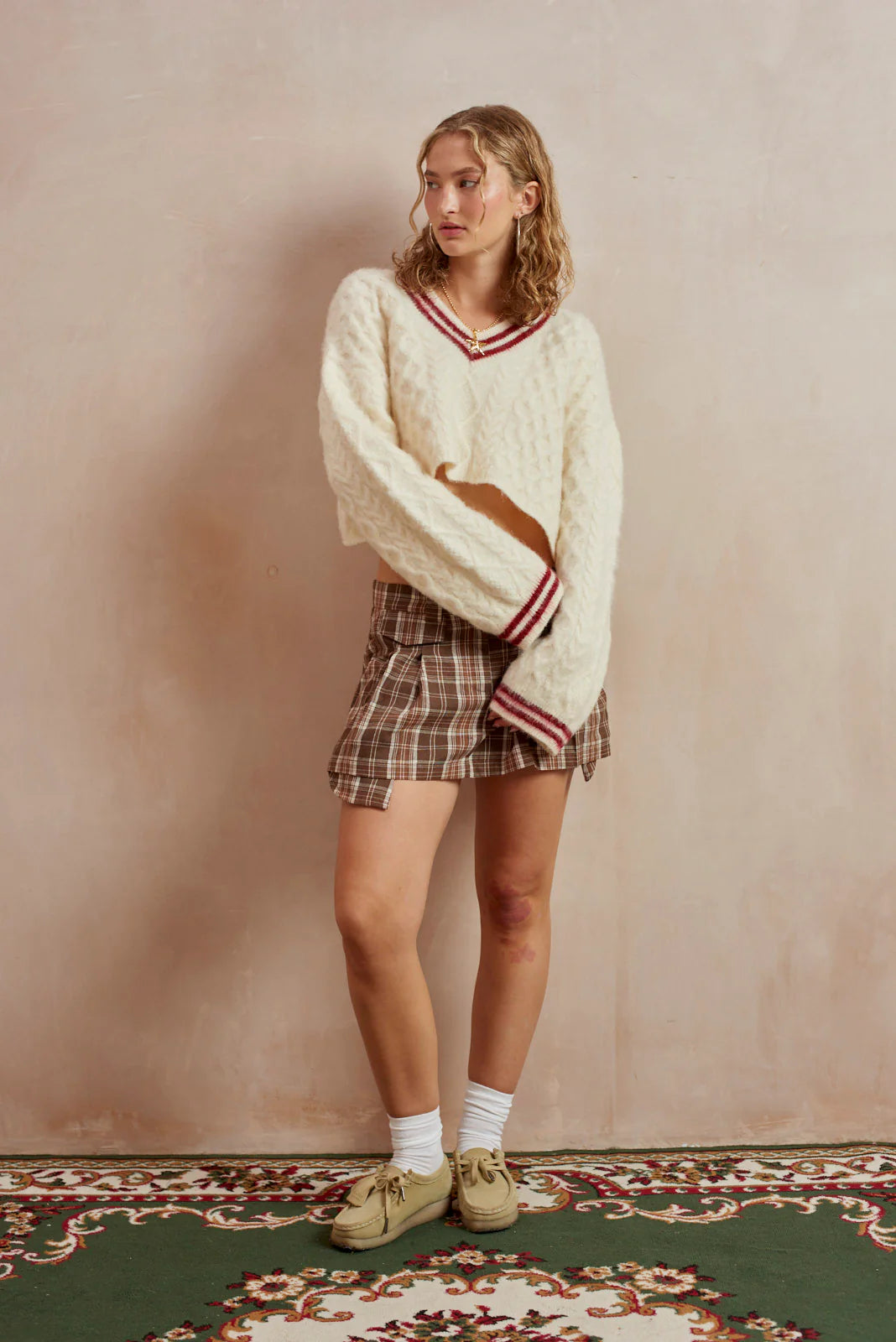 LOAD VARSITY CROP CABLE KNIT  - VIA THE RAGGED PRIEST | Only €84 | NOW AVAILABLE TO SHOP at IAMINHATELOVE