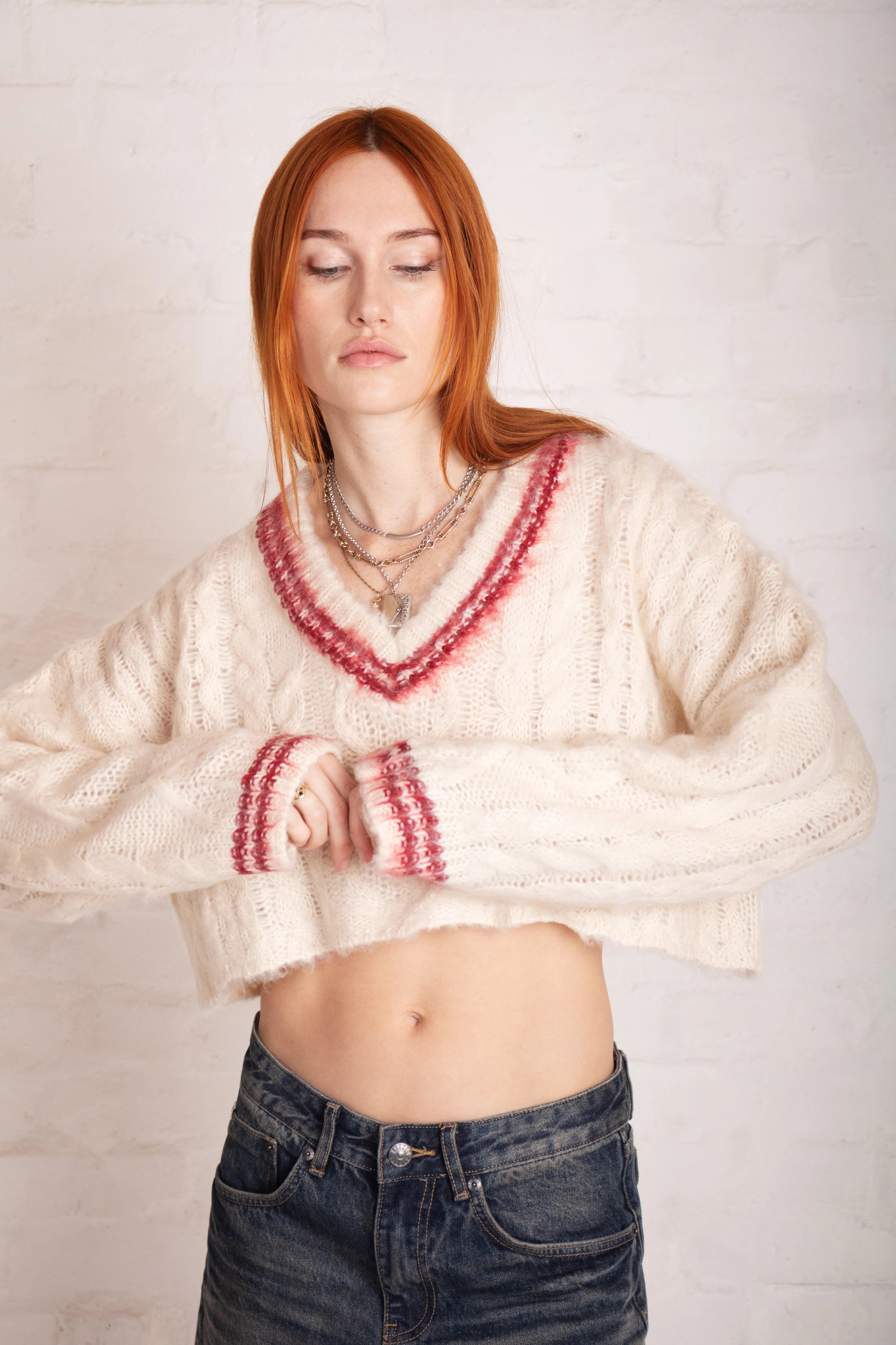 LOAD VARSITY CROP CABLE KNIT  - VIA THE RAGGED PRIEST | Only €84 | NOW AVAILABLE TO SHOP at IAMINHATELOVE