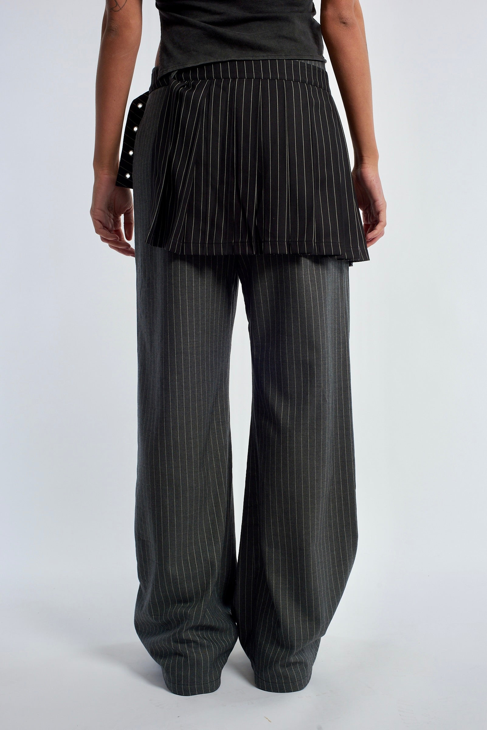 REMOTE PINSTRIPE SKIRT OVER TROUSER  - VIA THE RAGGED PRIEST | Only €69 | NOW AVAILABLE TO SHOP at IAMINHATELOVE