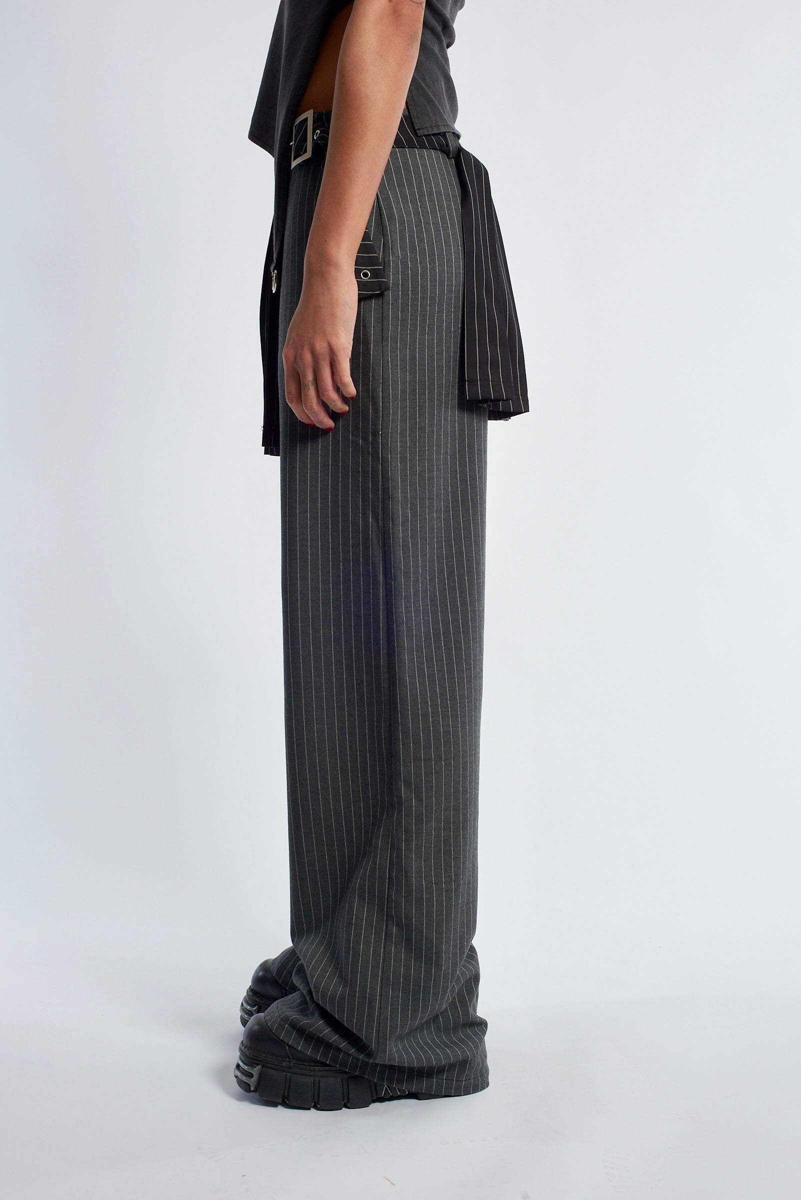 REMOTE PINSTRIPE SKIRT OVER TROUSER  - VIA THE RAGGED PRIEST | Only €69 | NOW AVAILABLE TO SHOP at IAMINHATELOVE