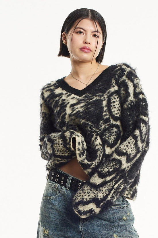 SLITHER SNAKE V - NECK KNIT  - VIA THE RAGGED PRIEST | Only €64.50 | NOW AVAILABLE TO SHOP at IAMINHATELOVE