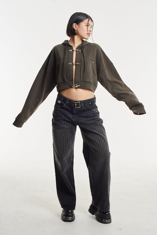 LATCH CROPPED HARDWARE HOODIE  - VIA THE RAGGED PRIEST | Only €79 | NOW AVAILABLE TO SHOP at IAMINHATELOVE
