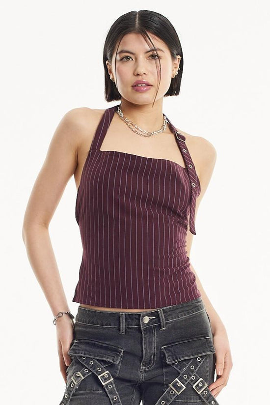 BRANDI PINSTRIPE HALTER TOP  - VIA THE RAGGED PRIEST | Only €52 | NOW AVAILABLE TO SHOP at IAMINHATELOVE