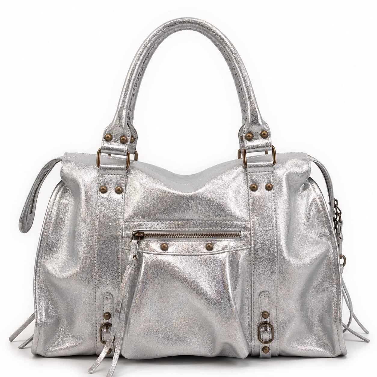 THE ROXY CITY LEATHER BAG - IRIDESCENT SILVER  - VIA CURATED BY | Only €135 | NOW AVAILABLE TO SHOP at IAMINHATELOVE 