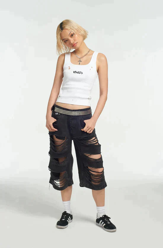 THE SHREDDER DISTRESSED SKATER SHORTS OR JORTS - EXCLUSIVE Shorts from THE RAGGED PRIEST - Just $54.75! SHOP NOW AT IAMINHATELOVE BOTH IN STORE FOR CYPRUS AND ONLINE WORLDWIDE