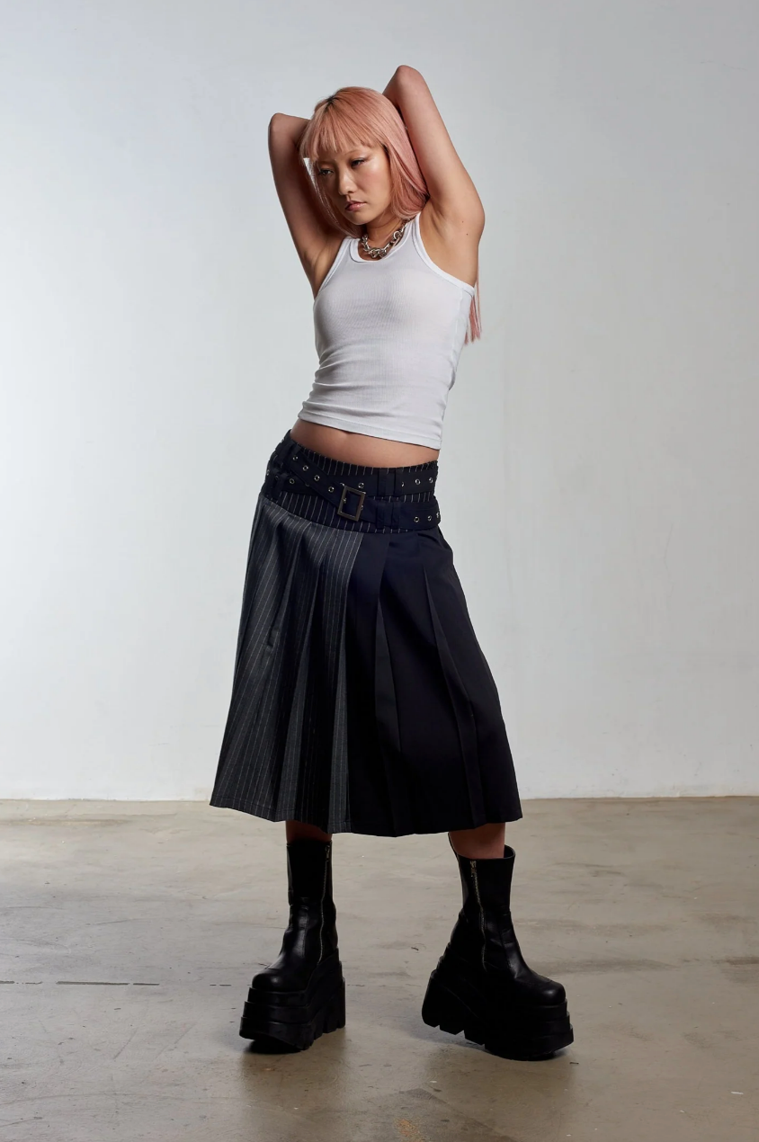 WARRIOR PLEATED MIDI KILT SKIRT  - VIA THE RAGGED PRIEST | Only €69 | NOW AVAILABLE TO SHOP at IAMINHATELOVE