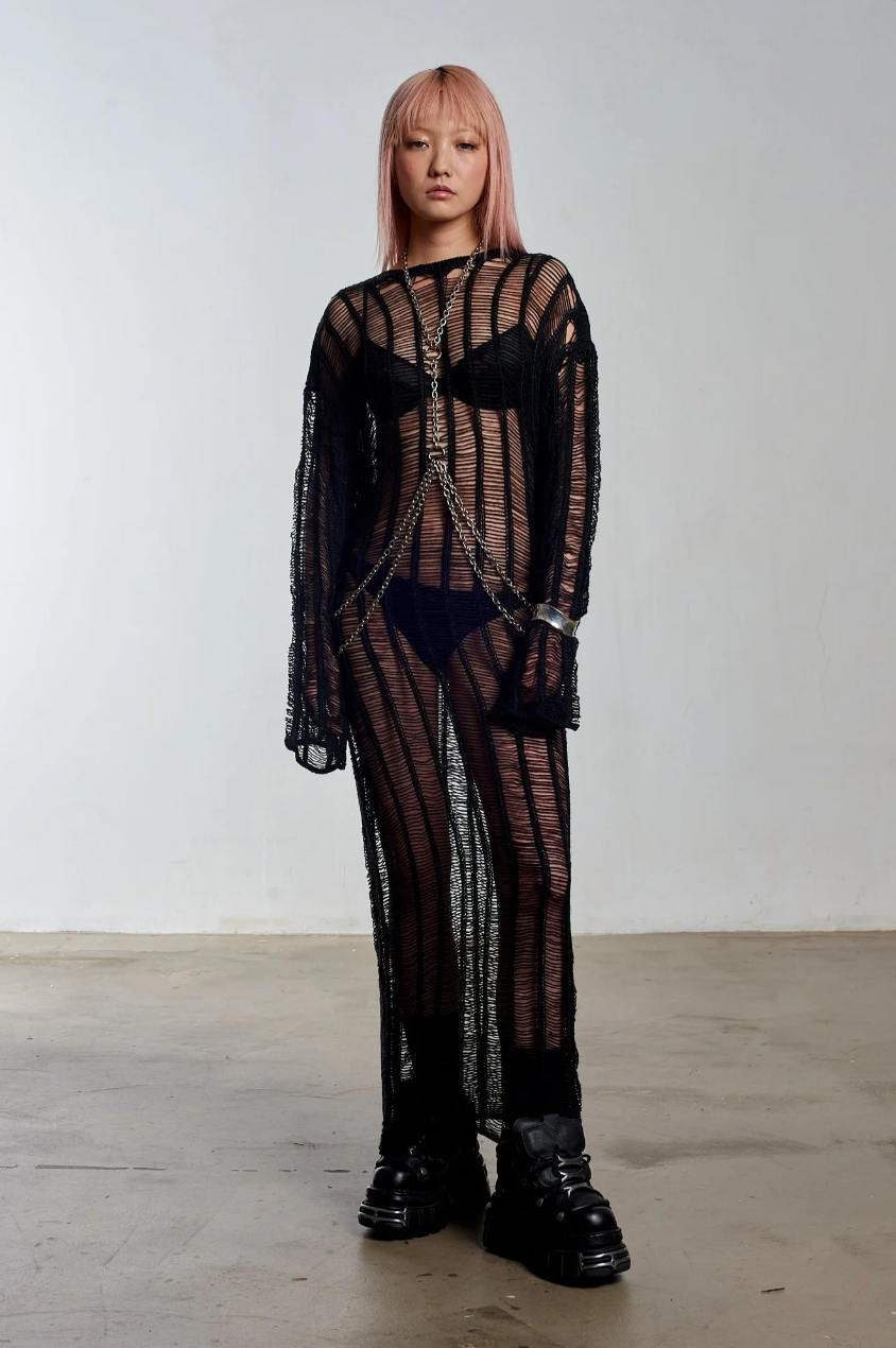 ARMOUR CHAIN HARNESS SHEER KNIT DRESS  - VIA THE RAGGED PRIEST | Only €99 | NOW AVAILABLE TO SHOP at IAMINHATELOVE