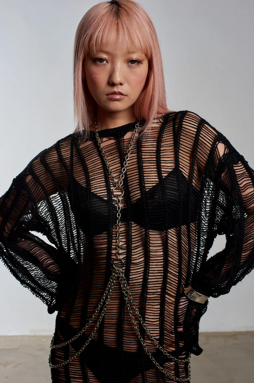 ARMOUR CHAIN HARNESS SHEER KNIT DRESS  - VIA THE RAGGED PRIEST | Only €99 | NOW AVAILABLE TO SHOP at IAMINHATELOVE