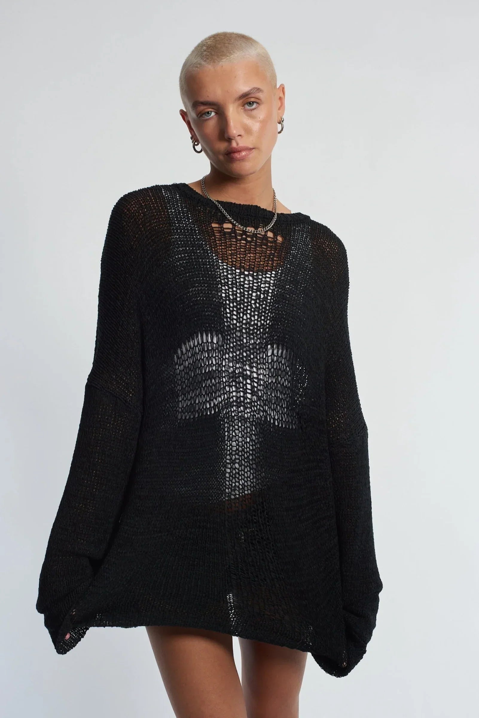 BLACK CROSS LADDER SUMMER KNIT JUMPER - EXCLUSIVE Knitwear from THE RAGGED PRIEST - Just $74.00! SHOP NOW AT IAMINHATELOVE BOTH IN STORE FOR CYPRUS AND ONLINE WORLDWIDE