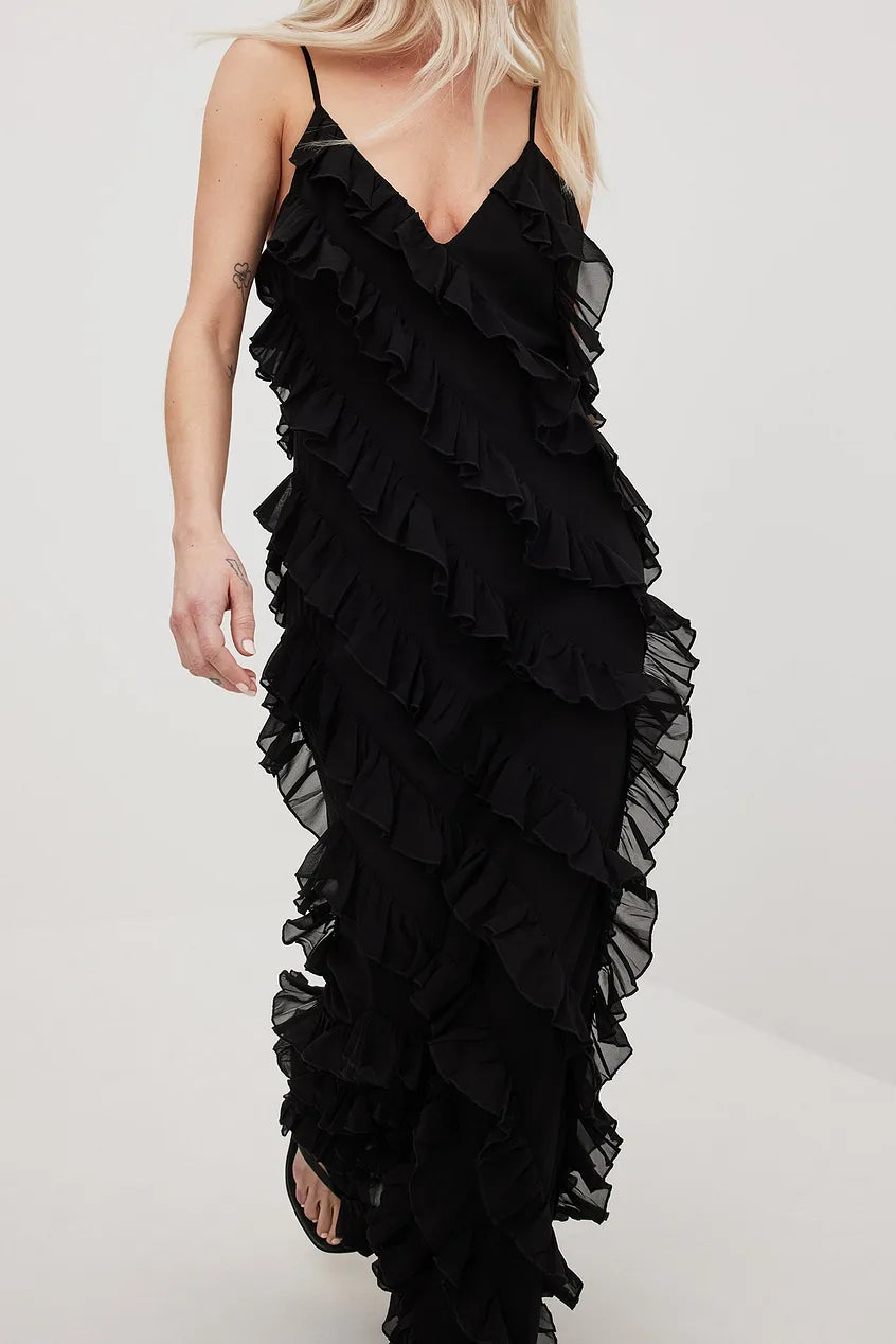ALL OVER FRILLS MAXI DRESS  - VIA NA-KD | Only €72 | NOW AVAILABLE TO SHOP at IAMINHATELOVE