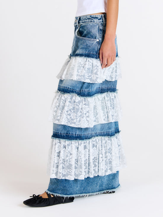 THE BABYDOLL DENIM MAXI SKIRT  - VIA THE RAGGED PRIEST | Only €82.40 | NOW AVAILABLE TO SHOP at IAMINHATELOVE