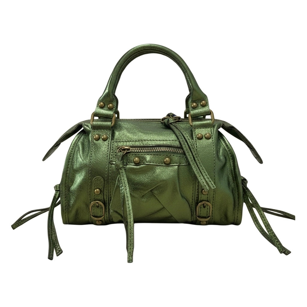 THE MINI ROXY CITY LEATHER BAG - IRIDESCENT GREEN  - VIA CURATED BY | Only €99 | NOW AVAILABLE TO SHOP at IAMINHATELOVE 