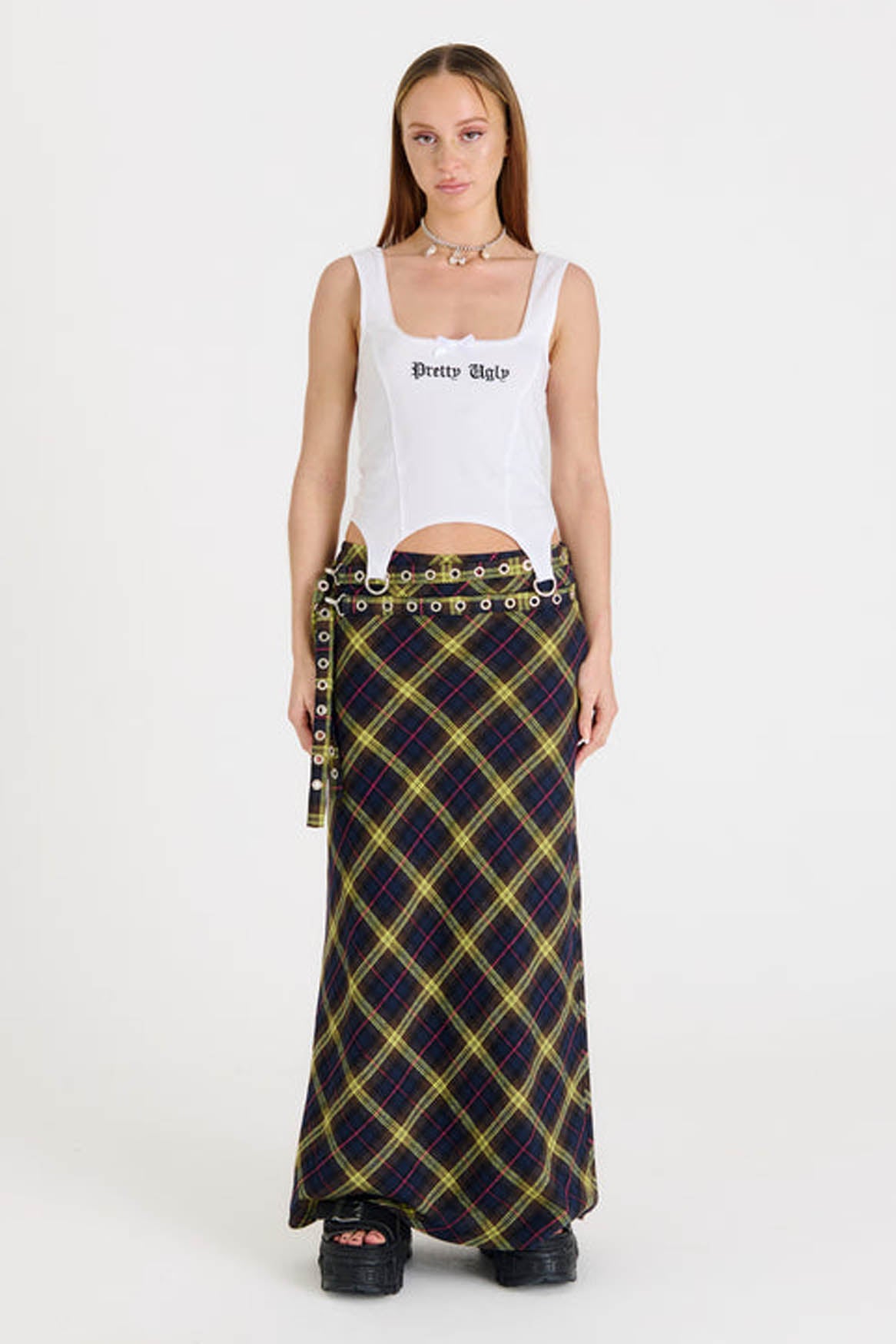 VICIOUS CHECK MAXI SKIRT  - VIA THE RAGGED PRIEST | Only €67.20 | NOW AVAILABLE TO SHOP at IAMINHATELOVE