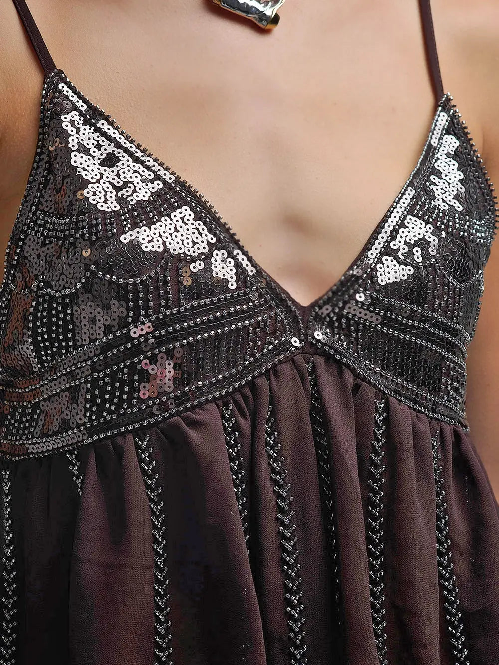 THE FESTIVAL READY EMBELLISHED CAMI TOP - BROWN  - VIA CURATED BY | Only €48 | NOW AVAILABLE TO SHOP at IAMINHATELOVE 