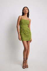 GATHERED STRAP DETAIL MINI PARTY DRESS - OLIVE GREEN - EXCLUSIVE Dresses from NA-KD - Just $48.00! SHOP NOW AT IAMINHATELOVE BOTH IN STORE FOR CYPRUS AND ONLINE WORLDWIDE