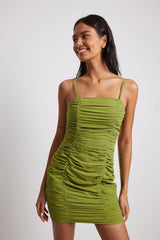 GATHERED STRAP DETAIL MINI PARTY DRESS - OLIVE GREEN - EXCLUSIVE Dresses from NA-KD - Just $48.00! SHOP NOW AT IAMINHATELOVE BOTH IN STORE FOR CYPRUS AND ONLINE WORLDWIDE