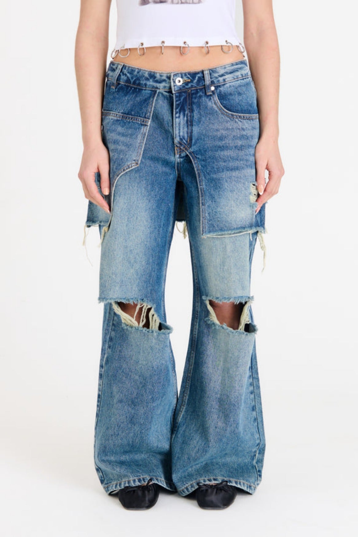 SHADOW RELEASE DENIM WITH SKIRT OVERLAY  - VIA THE RAGGED PRIEST | Only €87.20 | NOW AVAILABLE TO SHOP at IAMINHATELOVE