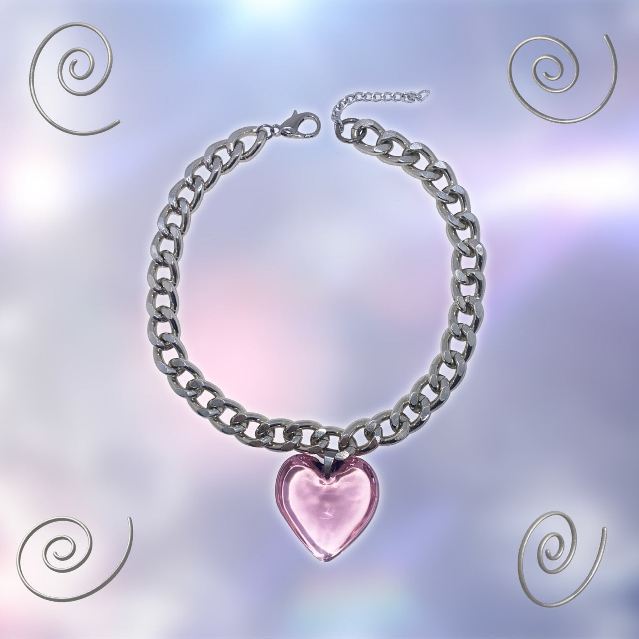 THE BABY PINK HEART SEMI CHOKER CHAIN NECKLACE - EXCLUSIVE Jewelry from SOFT RUINS - Just $50.00! SHOP NOW AT IAMINHATELOVE BOTH IN STORE FOR CYPRUS AND ONLINE WORLDWIDE