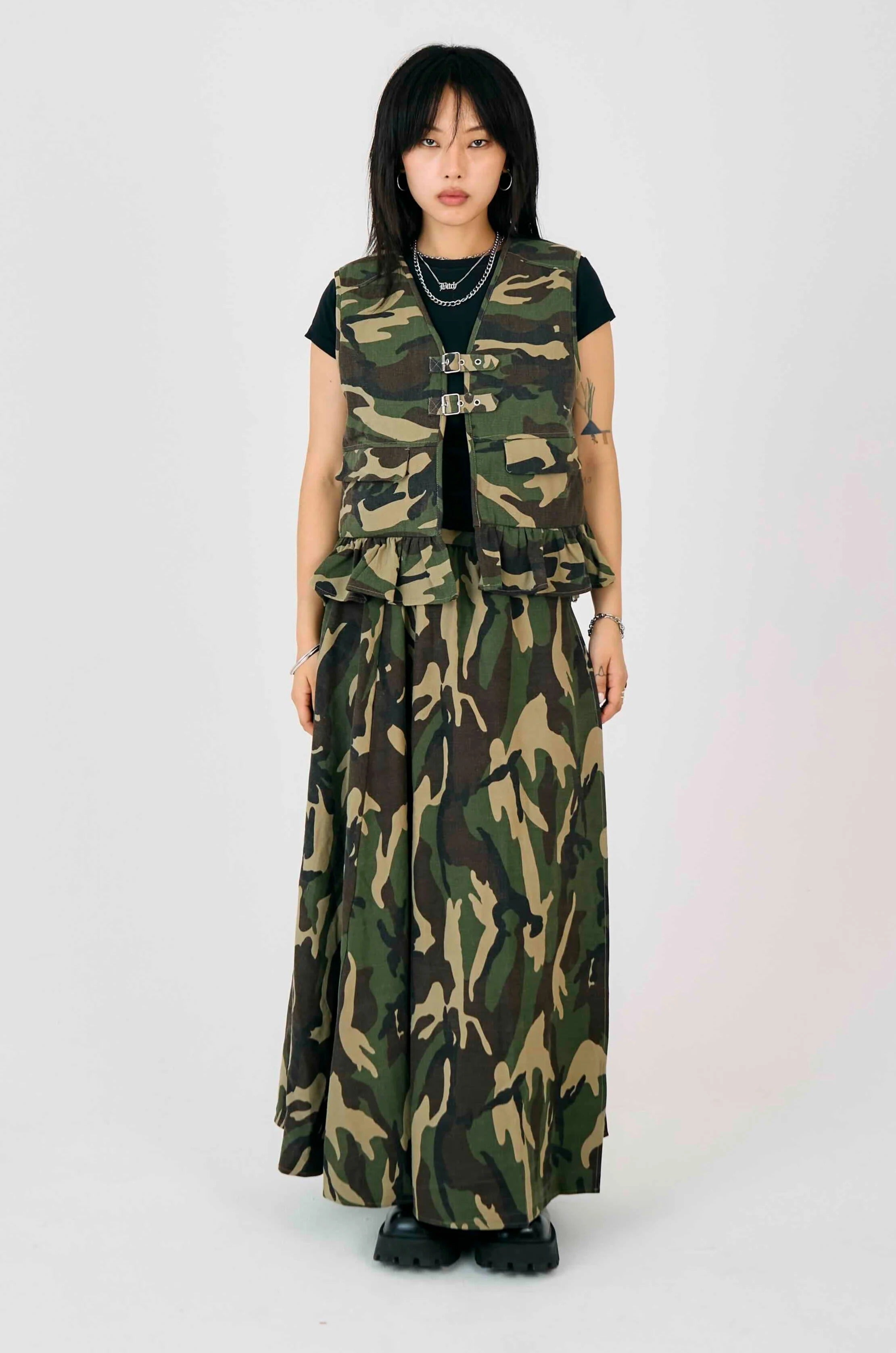 THE SQUAD CAMO MAXI SKIRT  - VIA THE RAGGED PRIEST | Only €99 | NOW AVAILABLE TO SHOP at IAMINHATELOVE 