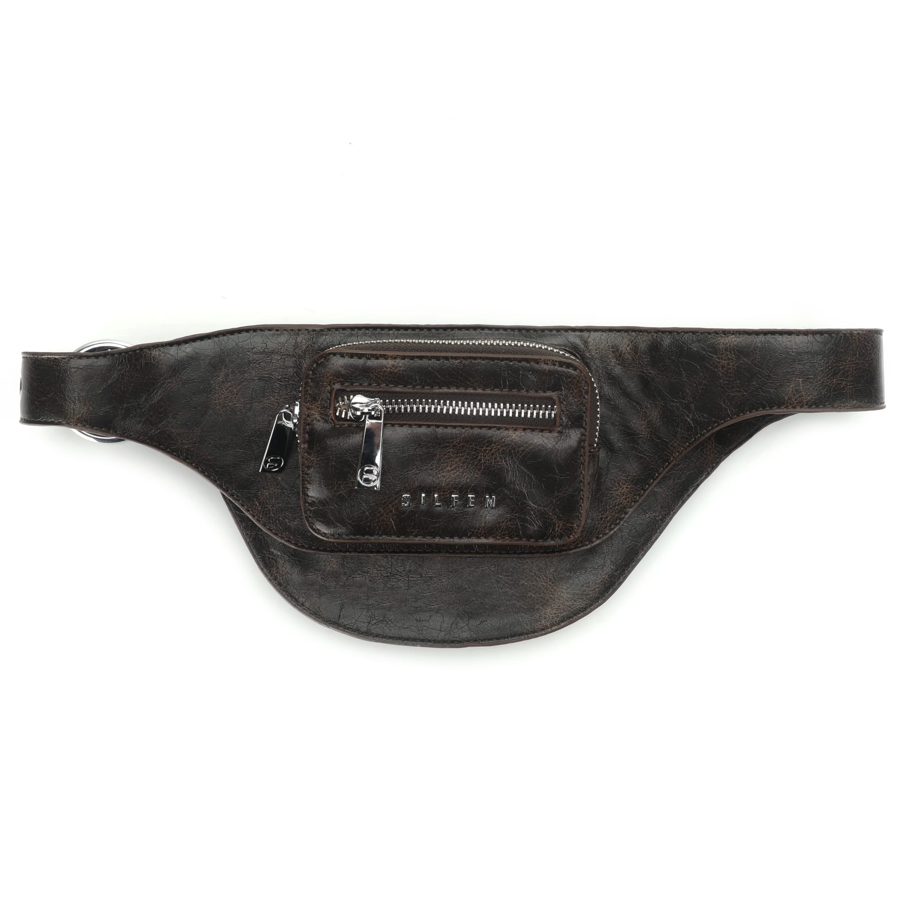 THE ELIZA FESTIVAL BELT IN DISTRESSED VEGAN LEATHER - CRACKED BROWN  - VIA SILFEN | Only €69.99 | NOW AVAILABLE TO SHOP at IAMINHATELOVE