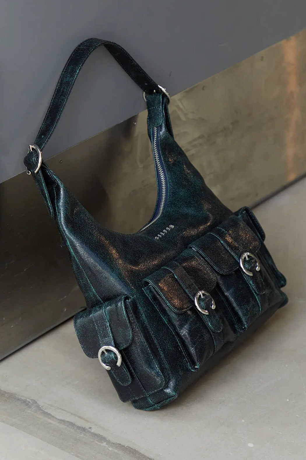 THE MIA LEATHER BAG - POOL BLUE BLACK  - VIA SILFEN STUDIO | Only €159 | NOW AVAILABLE TO SHOP at IAMINHATELOVE 