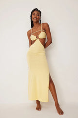 KNITTED CUT OUT DETAILED MIDI DRESS - LIGHT YELLOW - EXCLUSIVE Dresses from NA-KD - Just €63.75! SHOP NOW AT IAMINHATELOVE BOTH IN STORE FOR CYPRUS AND ONLINE WORLDWIDE @ IAMINHATELOVE.COM