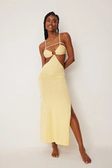 KNITTED CUT OUT DETAILED MIDI DRESS - LIGHT YELLOW - EXCLUSIVE Dresses from NA-KD - Just $63.75! SHOP NOW AT IAMINHATELOVE BOTH IN STORE FOR CYPRUS AND ONLINE WORLDWIDE