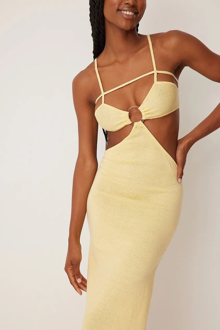 KNITTED CUT OUT DETAILED MIDI DRESS - LIGHT YELLOW - EXCLUSIVE Dresses from NA-KD - Just €63.75! SHOP NOW AT IAMINHATELOVE BOTH IN STORE FOR CYPRUS AND ONLINE WORLDWIDE @ IAMINHATELOVE.COM