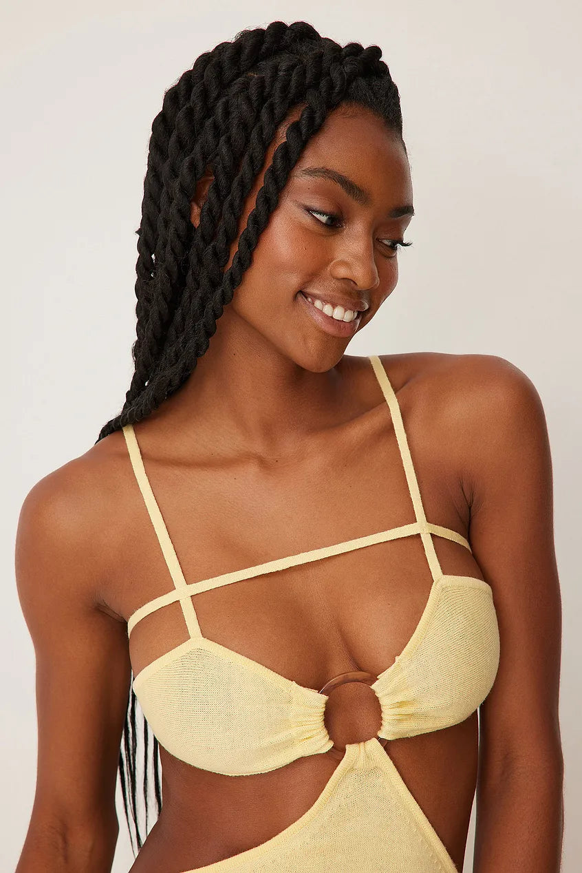 KNITTED CUT OUT DETAILED MIDI DRESS - LIGHT YELLOW - EXCLUSIVE Dresses from NA-KD - Just $63.75! SHOP NOW AT IAMINHATELOVE BOTH IN STORE FOR CYPRUS AND ONLINE WORLDWIDE