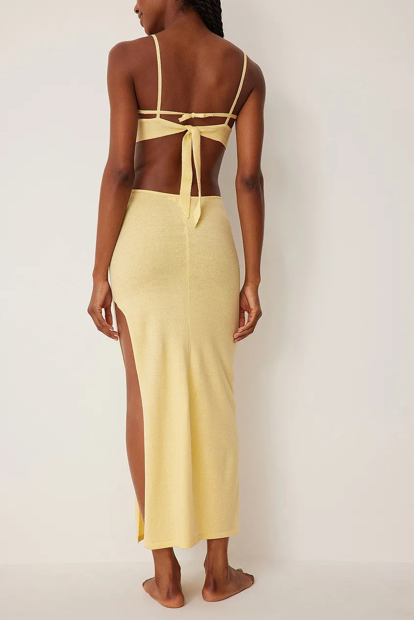 KNITTED CUT OUT DETAILED MIDI DRESS - LIGHT YELLOW - EXCLUSIVE Dresses from NA-KD - Just $63.75! SHOP NOW AT IAMINHATELOVE BOTH IN STORE FOR CYPRUS AND ONLINE WORLDWIDE