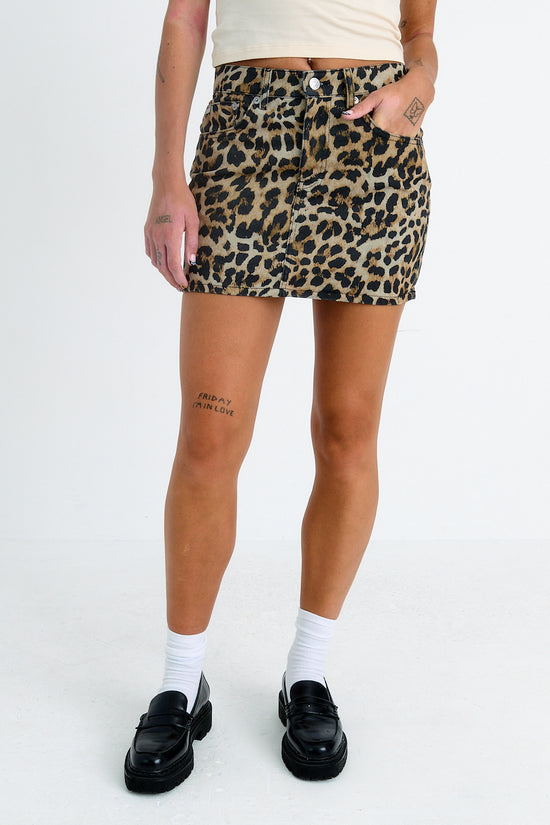 THE ULTIMATE DENIM MINI SKIRT - LEOPARD WASH  - VIA THE RAGGED PRIEST | Only €64 | NOW AVAILABLE TO SHOP at IAMINHATELOVE