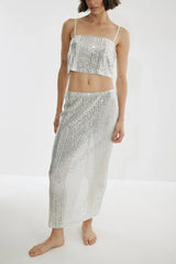 LONG SLIT SILVER SEQUIN SKIRT - EXCLUSIVE Skirts from NA-KD - Just $55.20! SHOP NOW AT IAMINHATELOVE BOTH IN STORE FOR CYPRUS AND ONLINE WORLDWIDE