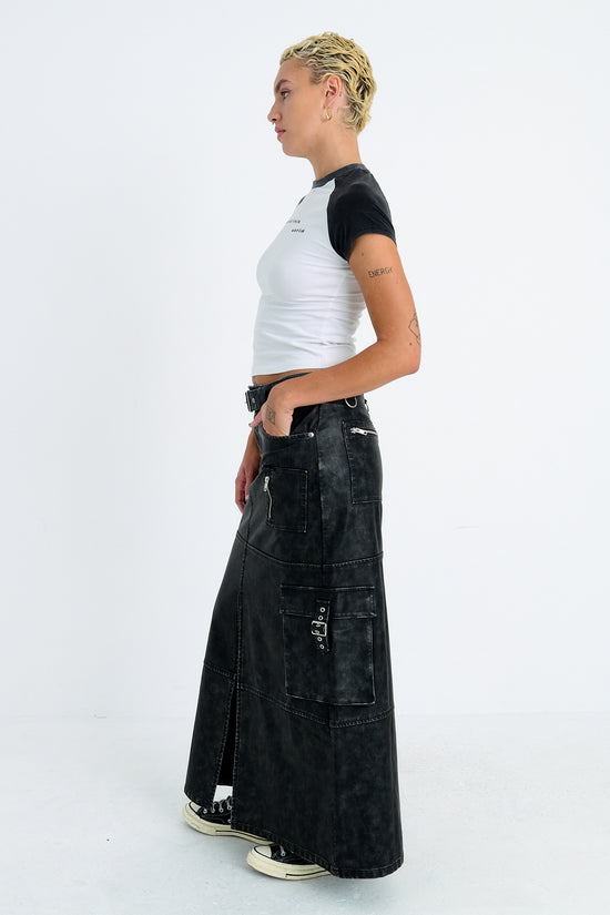 MISCHIEF FAUX LEATHER MAXI SKIRT  - VIA THE RAGGED PRIEST | Only €104 | NOW AVAILABLE TO SHOP at IAMINHATELOVE