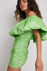 OFF SHOULDER WRINKLE PUFFY MINI PARTY DRESS - EXCLUSIVE  from NA-KD - Just $76.00! SHOP NOW AT IAMINHATELOVE BOTH IN STORE FOR CYPRUS AND ONLINE WORLDWIDE