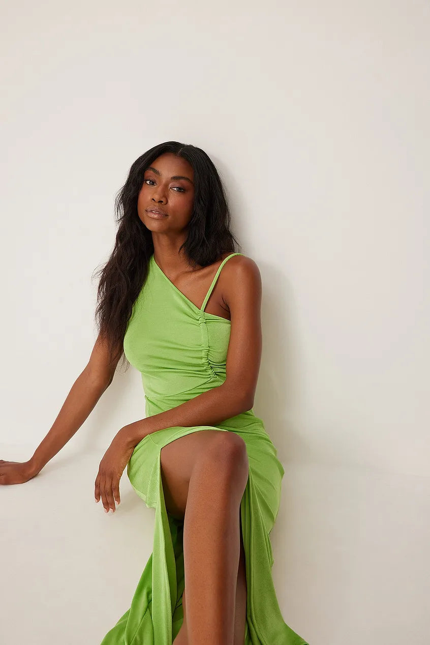 ONE SHOULDER DRAWSTRING JERSEY DRESS IN LIGHT GREEN - EXCLUSIVE Dresses from NA-KD - Just $62.00! SHOP NOW AT IAMINHATELOVE BOTH IN STORE FOR CYPRUS AND ONLINE WORLDWIDE