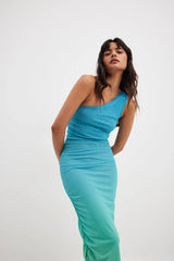 ONE SHOULDER MAXI MESH DRESS - SEA BLUE - EXCLUSIVE Dresses from NA-KD - Just $54.00! SHOP NOW AT IAMINHATELOVE BOTH IN STORE FOR CYPRUS AND ONLINE WORLDWIDE
