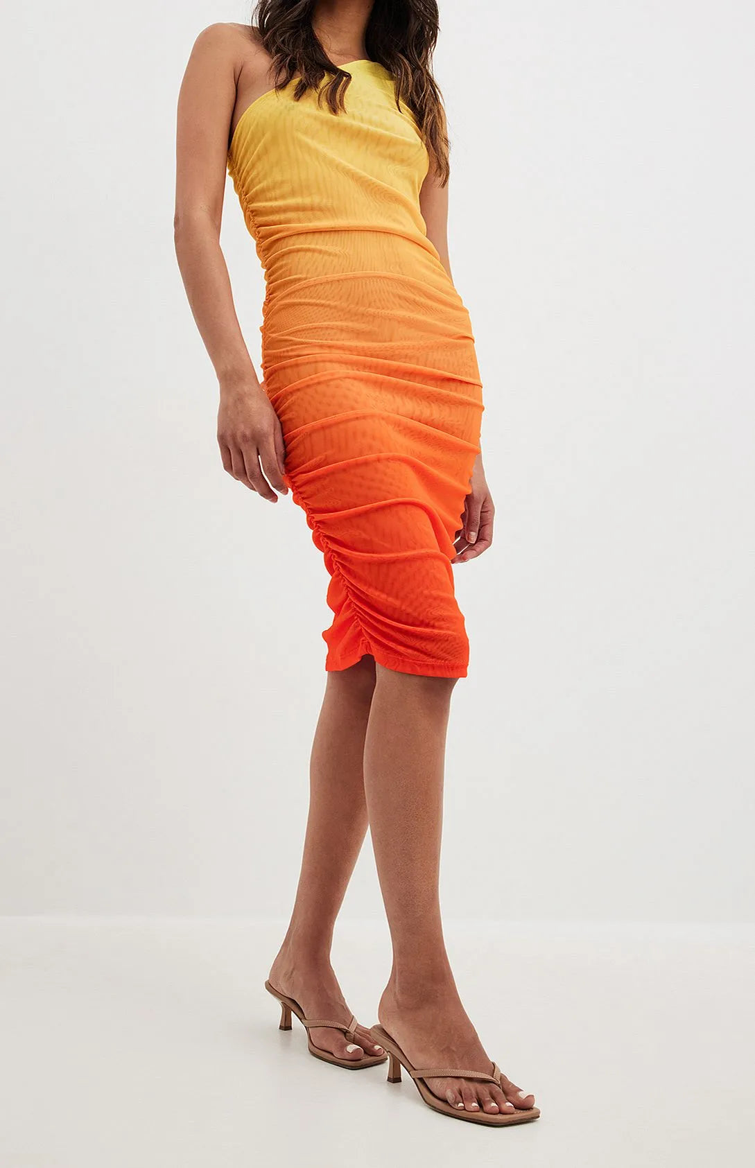 ONE SHOULDER MIDI MESH DRESS - SUNSET ORANGE  - VIA NA-KD | Only €41 | NOW AVAILABLE TO SHOP at IAMINHATELOVE