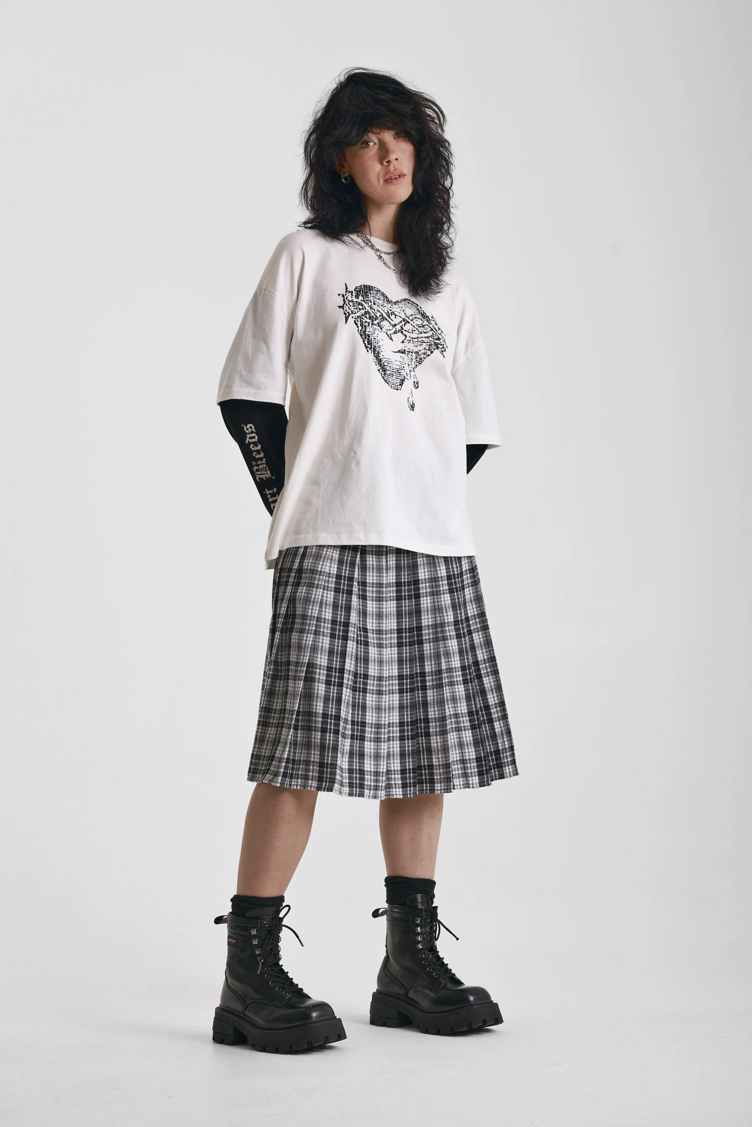 THE ACCESS GRUNGE CHECK PLEATED MIDI SKIRT  - VIA THE RAGGED PRIEST | Only €84 | NOW AVAILABLE TO SHOP at IAMINHATELOVE 