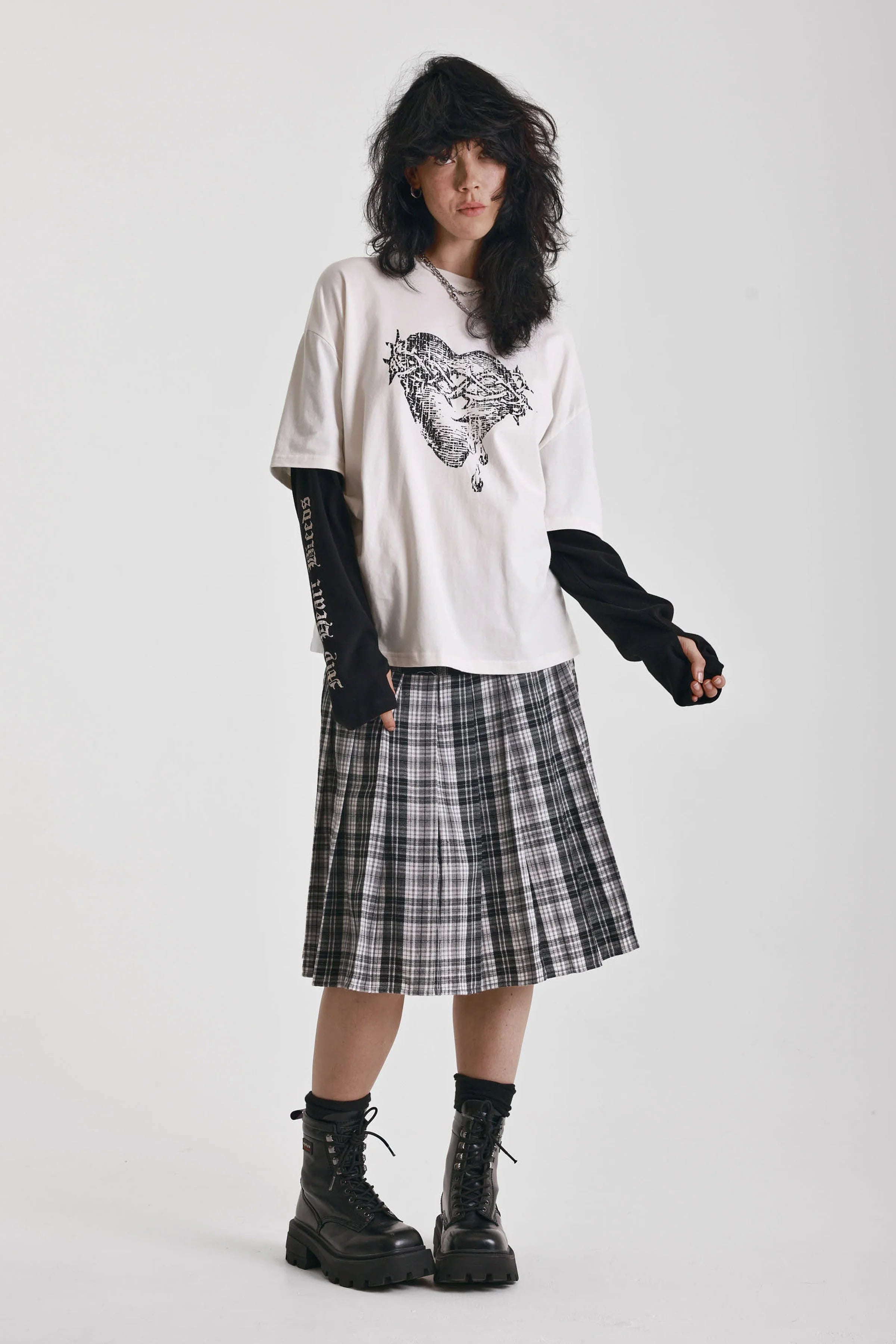 THE ACCESS GRUNGE CHECK PLEATED MIDI SKIRT  - VIA THE RAGGED PRIEST | Only €84 | NOW AVAILABLE TO SHOP at IAMINHATELOVE 