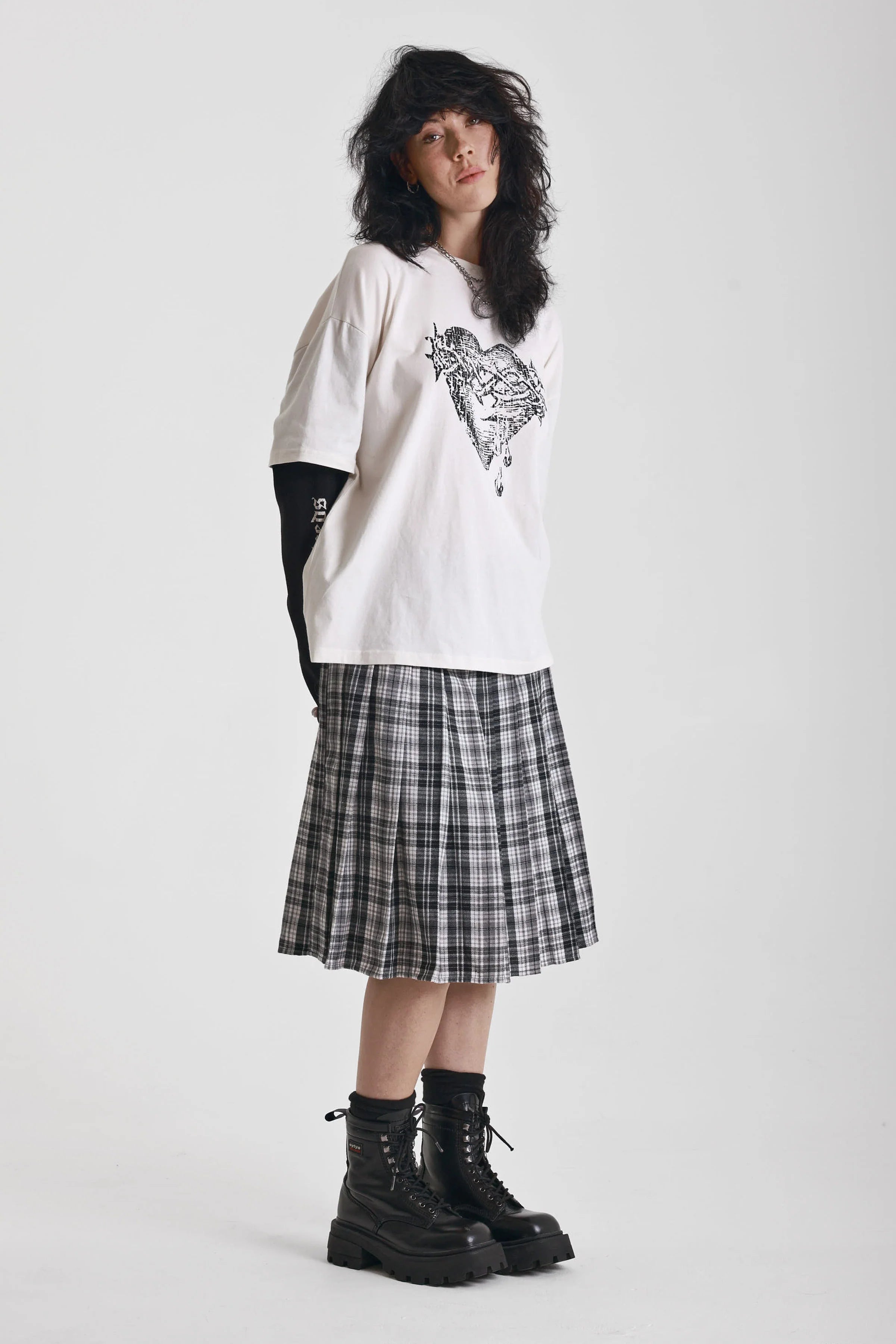 THE ACCESS GRUNGE CHECK PLEATED MIDI SKIRT  - VIA THE RAGGED PRIEST | Only €84 | NOW AVAILABLE TO SHOP at IAMINHATELOVE 