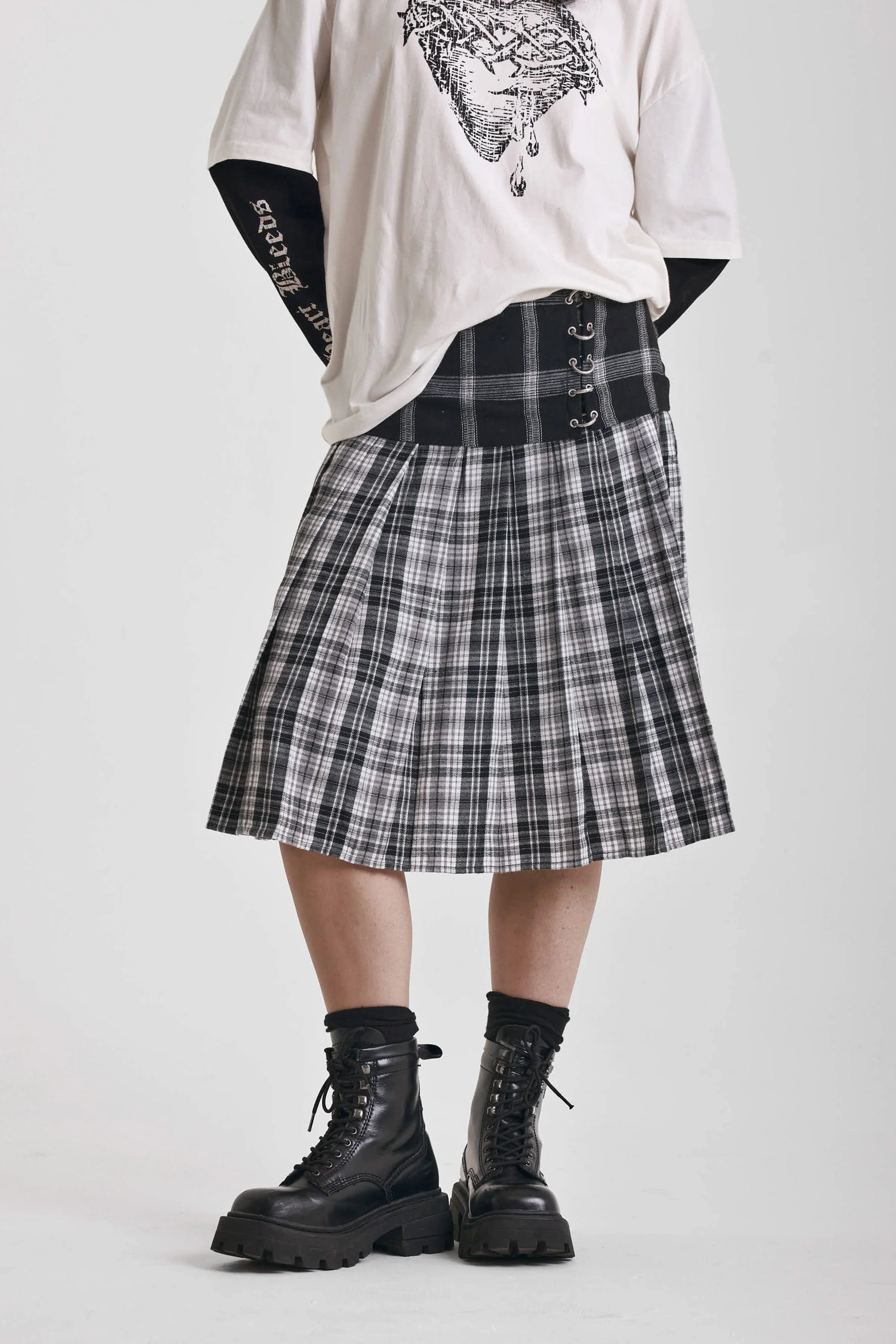 THE ACCESS GRUNGE CHECK PLEATED MIDI SKIRT  - VIA THE RAGGED PRIEST | Only €84 | NOW AVAILABLE TO SHOP at IAMINHATELOVE 