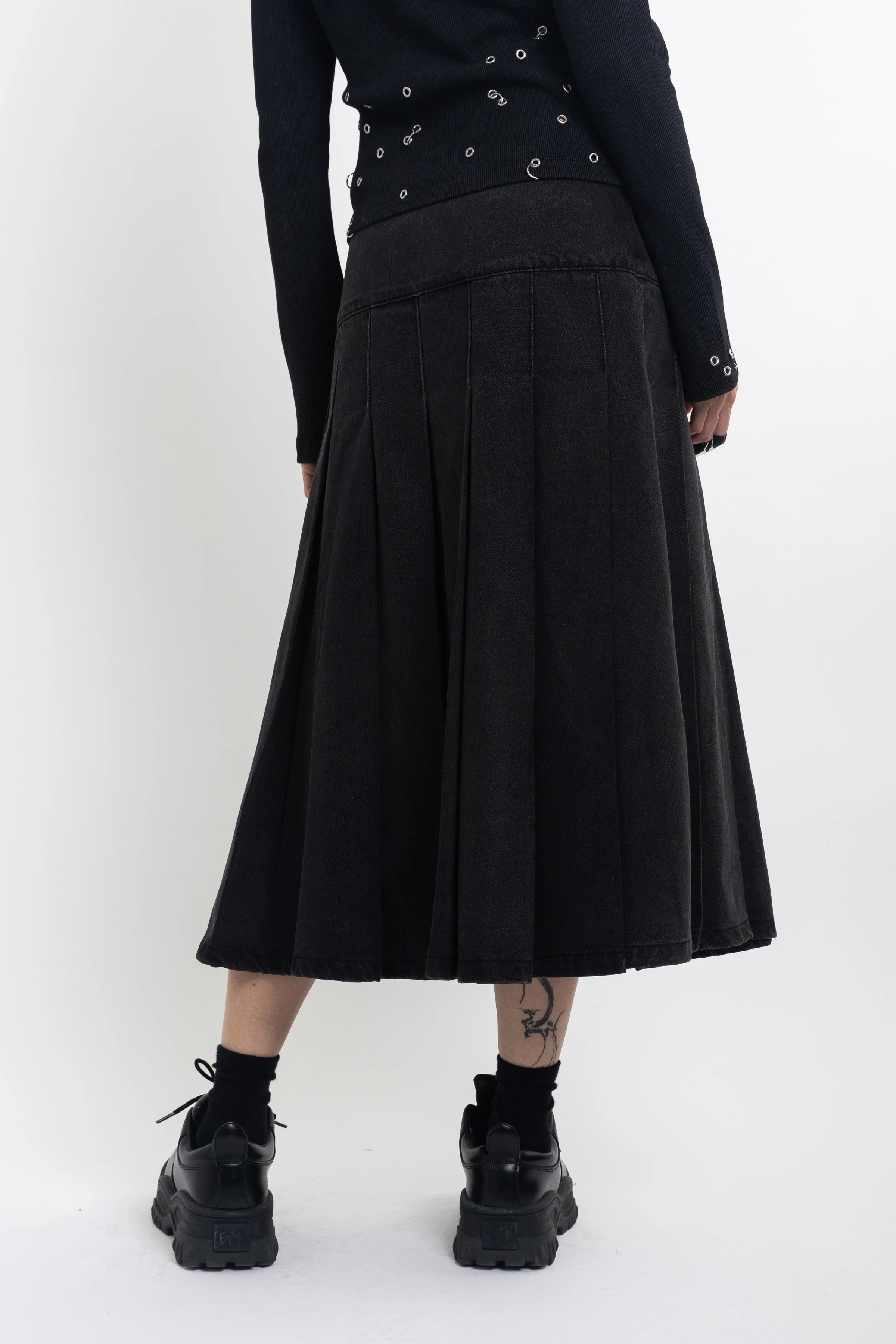 THE AFFINITY BLACK DENIM PLEATED MIDI SKIRT  - VIA THE RAGGED PRIEST | Only €108 | NOW AVAILABLE TO SHOP at IAMINHATELOVE 