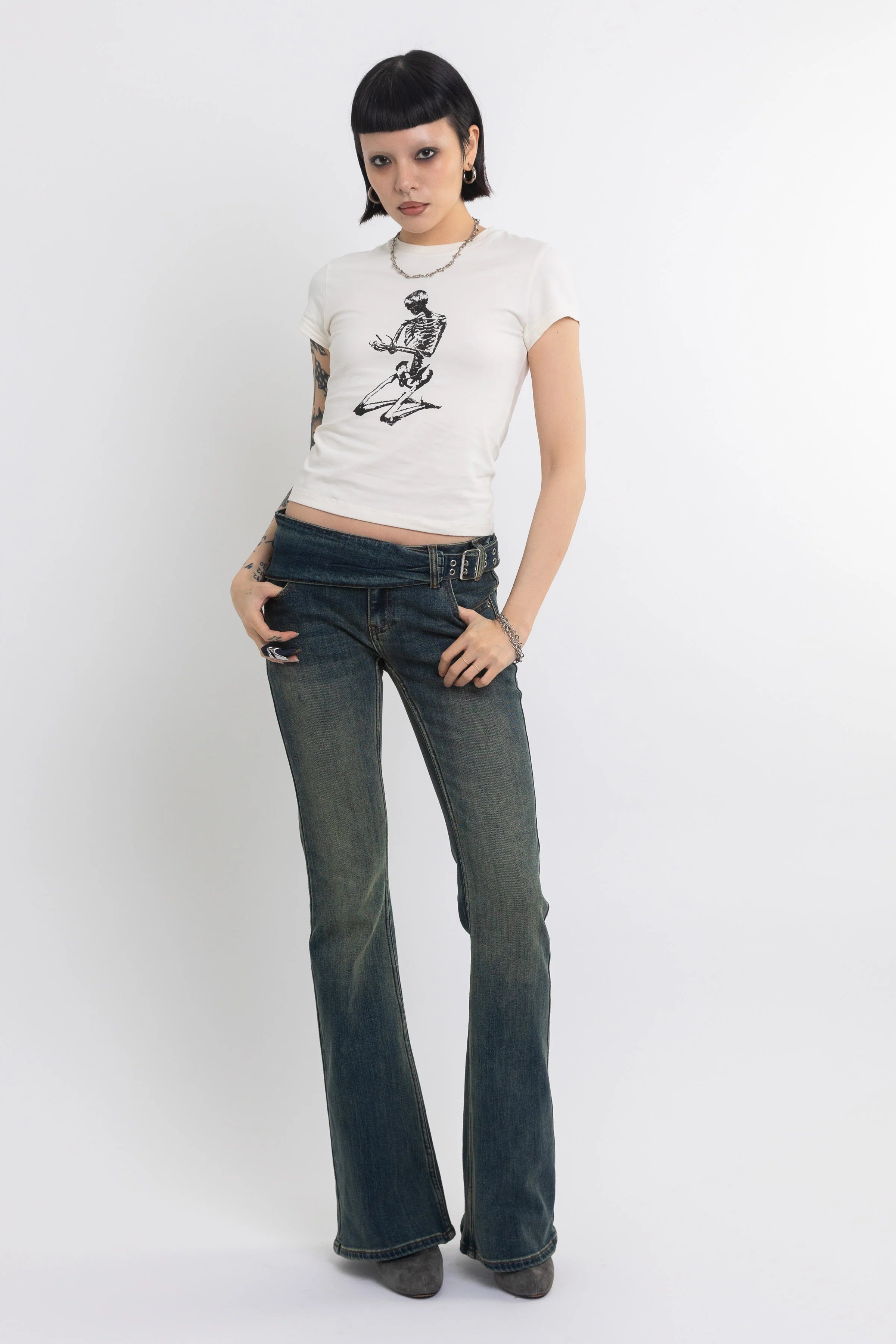 THE AFTERLIFE SKELETON GRAPHIC BABY TEE  - VIA THE RAGGED PRIEST | Only €46 | NOW AVAILABLE TO SHOP at IAMINHATELOVE 