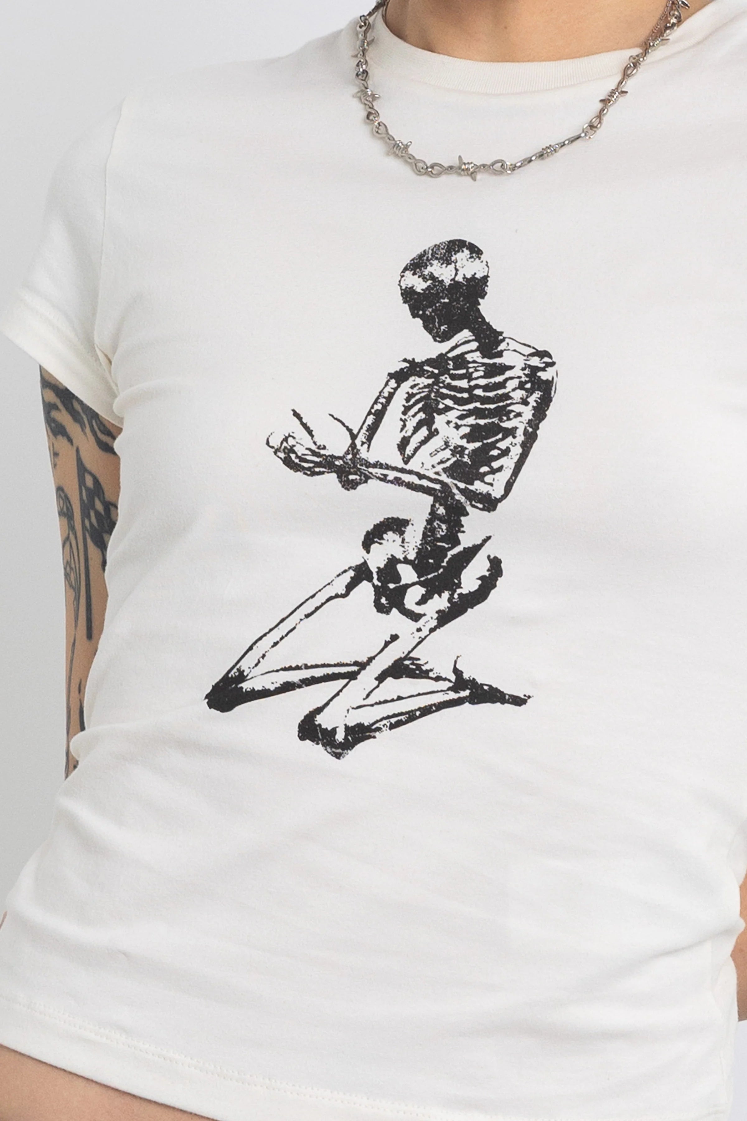 THE AFTERLIFE SKELETON GRAPHIC BABY TEE  - VIA THE RAGGED PRIEST | Only €46 | NOW AVAILABLE TO SHOP at IAMINHATELOVE 