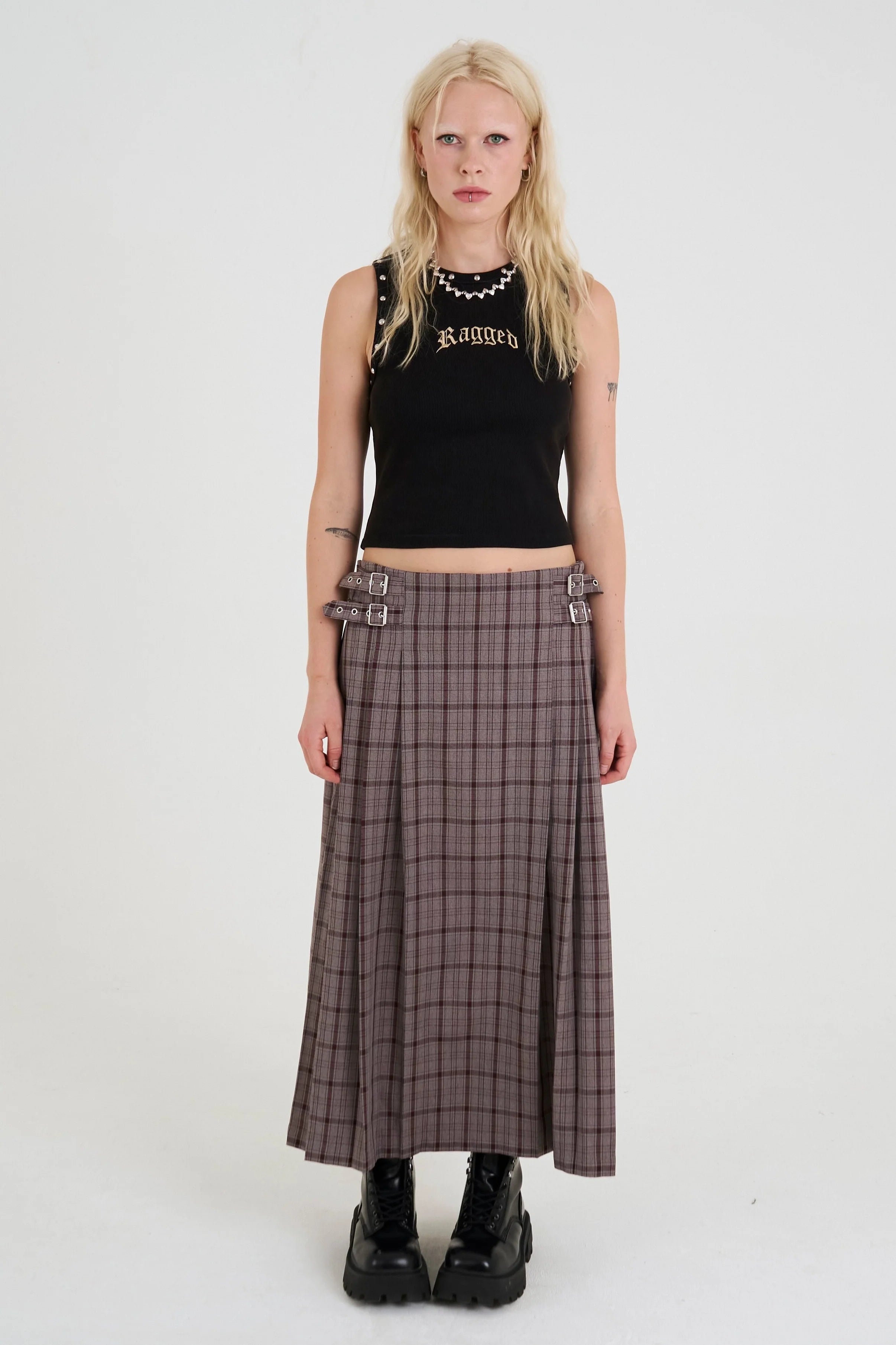 THE ARTIFACT CHECK MAXI SKIRT  - VIA THE RAGGED PRIEST | Only €83 | NOW AVAILABLE TO SHOP at IAMINHATELOVE 
