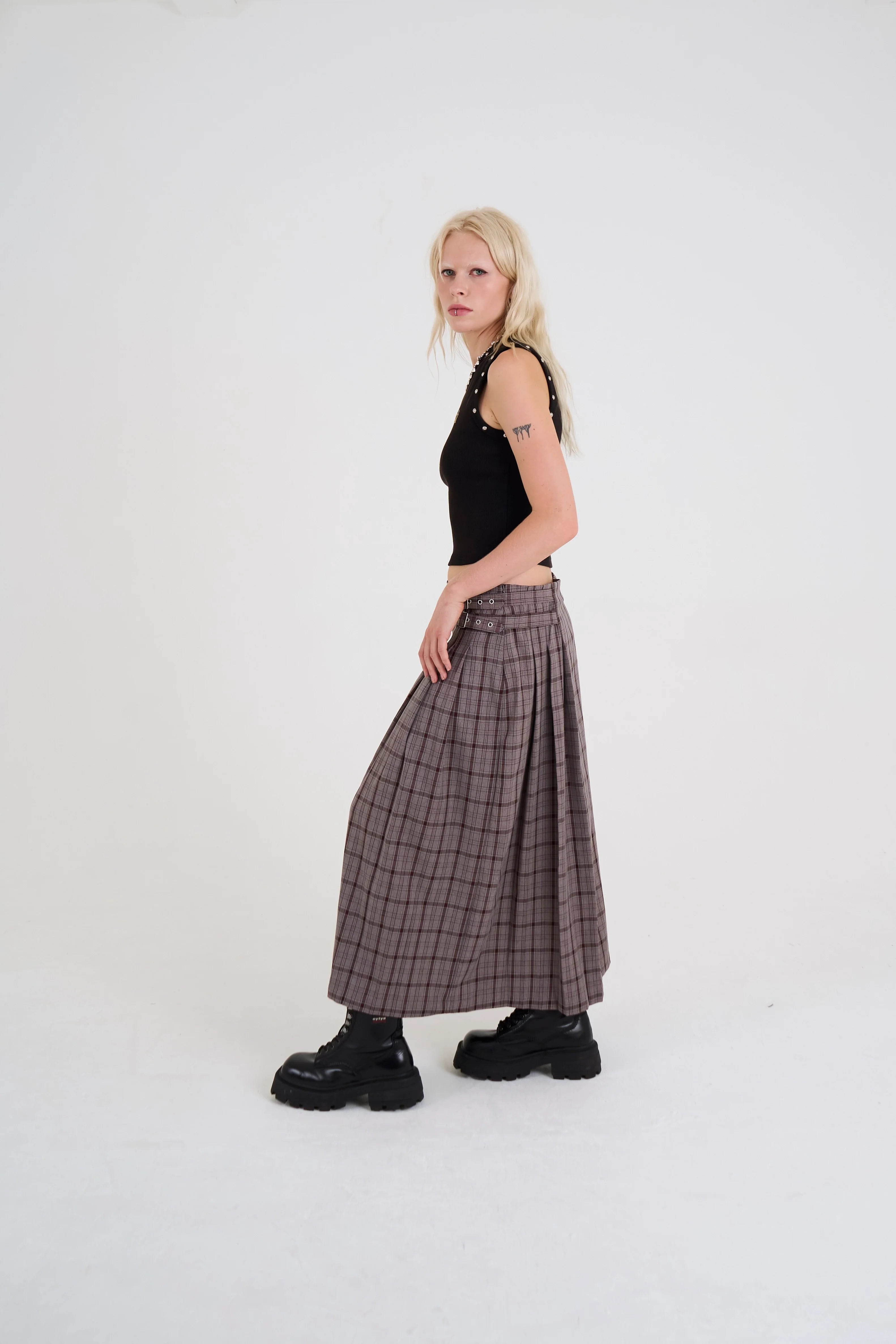 THE ARTIFACT CHECK MAXI SKIRT  - VIA THE RAGGED PRIEST | Only €83 | NOW AVAILABLE TO SHOP at IAMINHATELOVE 