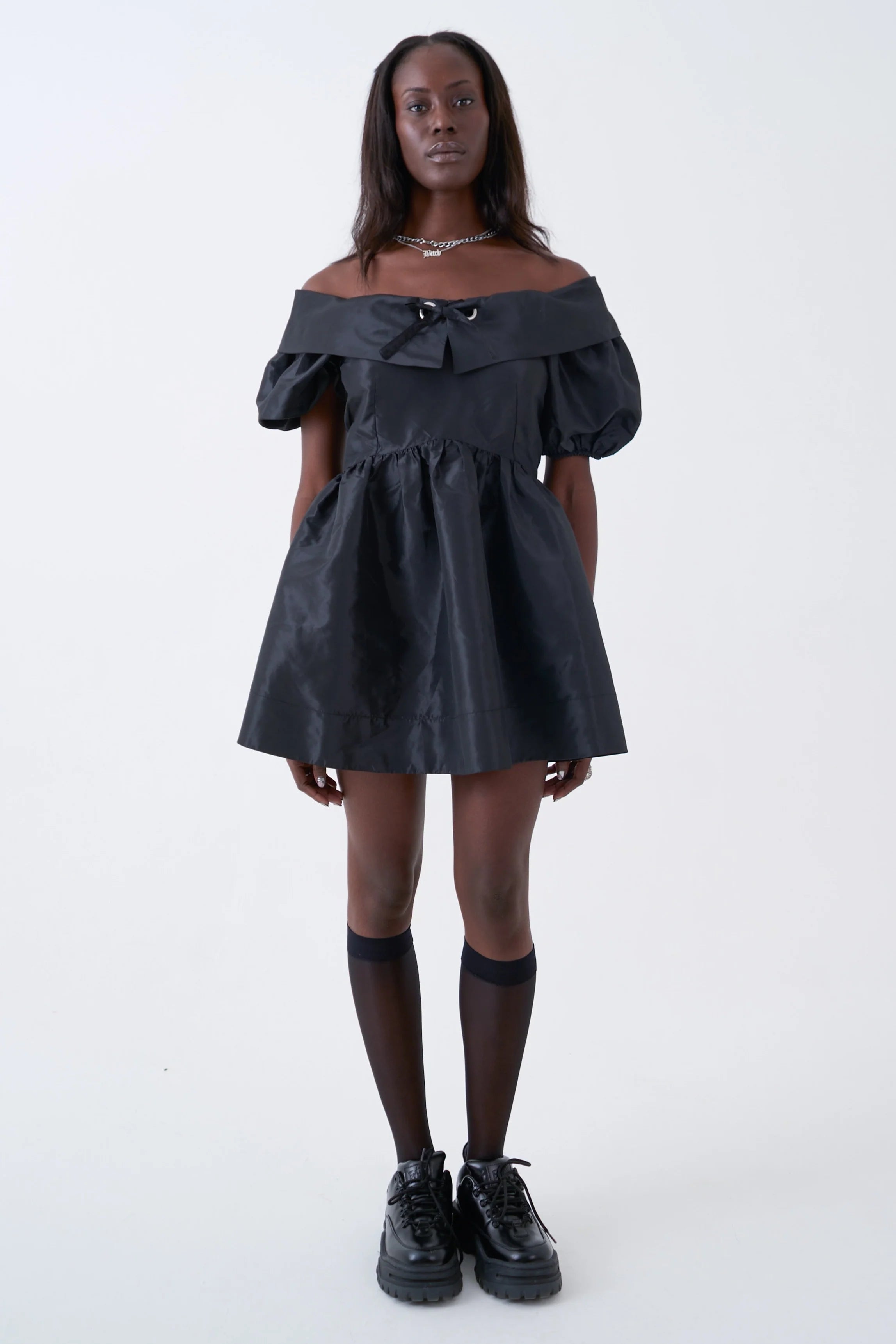 THE CHAMBER TAFFETA BARDOT MINI DRESS  - VIA THE RAGGED PRIEST | Only €79 | NOW AVAILABLE TO SHOP at IAMINHATELOVE 