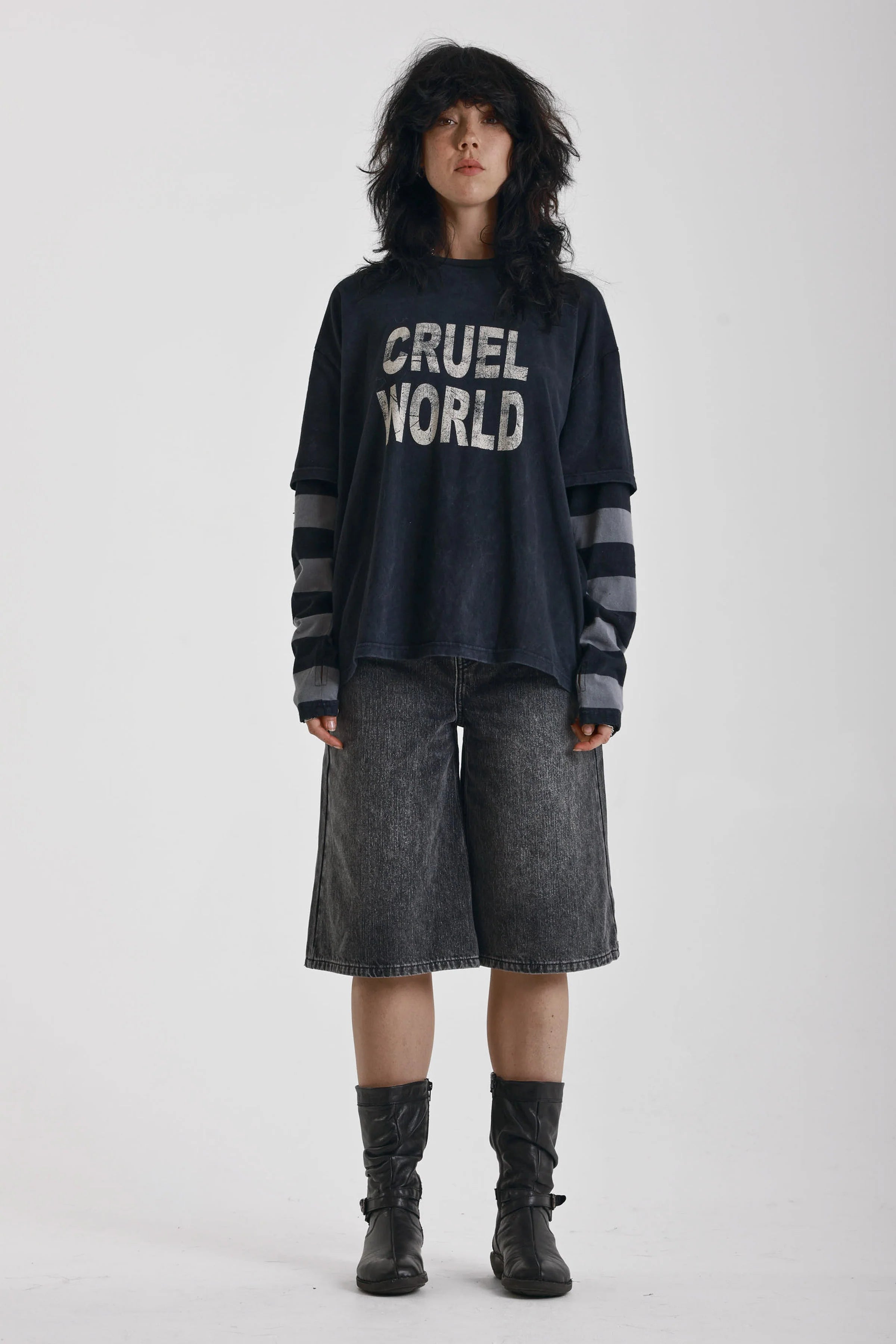THE CRUEL WORLD LONG SLEEVE GRAPHIC T-SHIRT  - VIA THE RAGGED PRIEST | Only €51 | NOW AVAILABLE TO SHOP at IAMINHATELOVE 